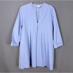Tuckernuck Dress Blue Luella Mini Shirt Pleated Swing Trapeze - Medium